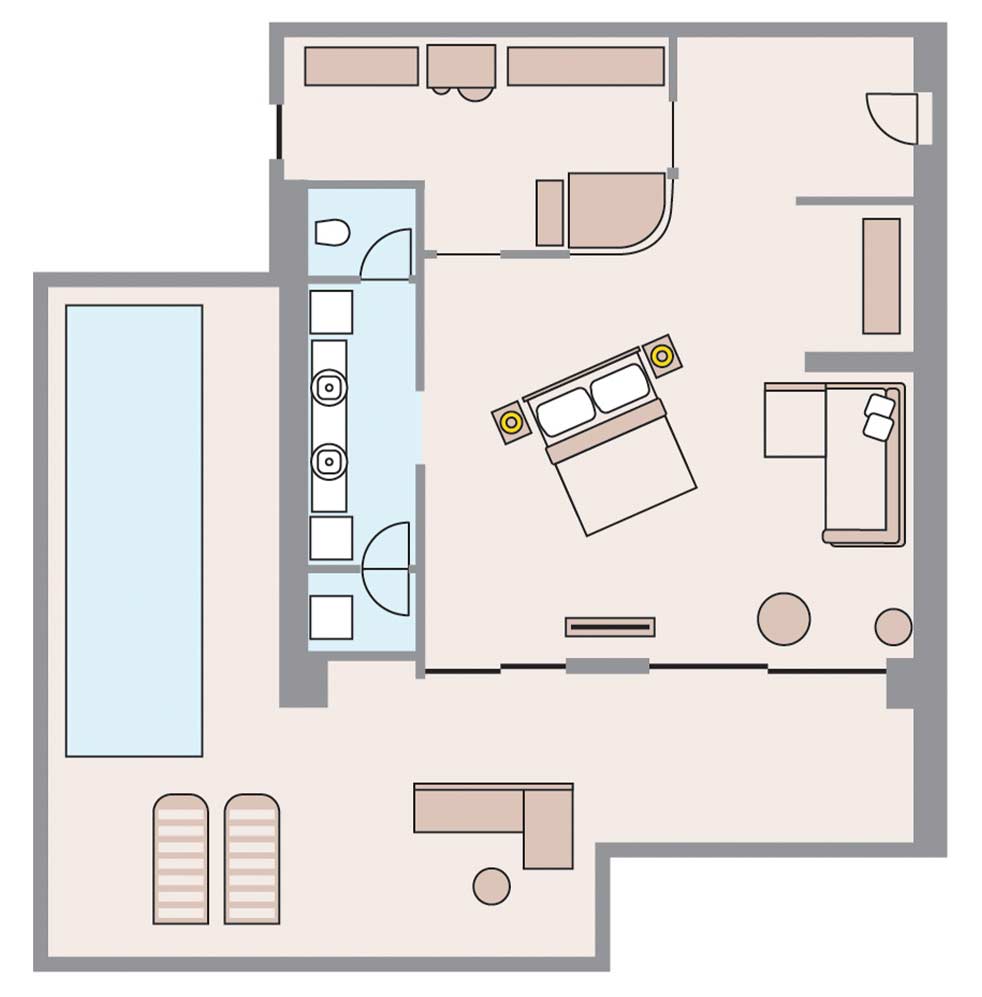 Deluxe Sea View Double 4 Rooms Floorplans