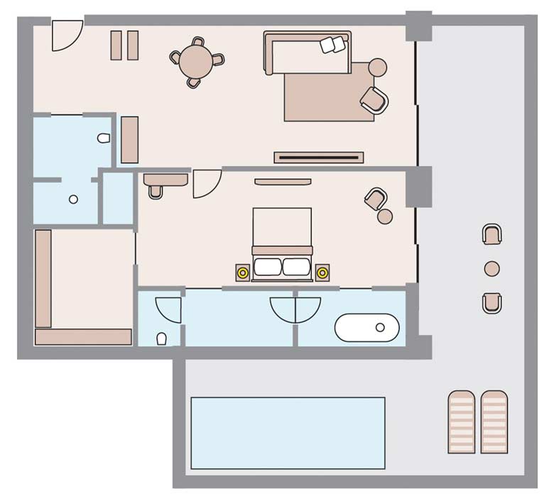 Penthouse Suite 1 Bedroom & Private Swimming Pool Sea View Floorplans