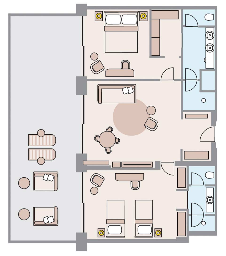 Penthouse Suite With Two Bedrooms Sea View Floorplans