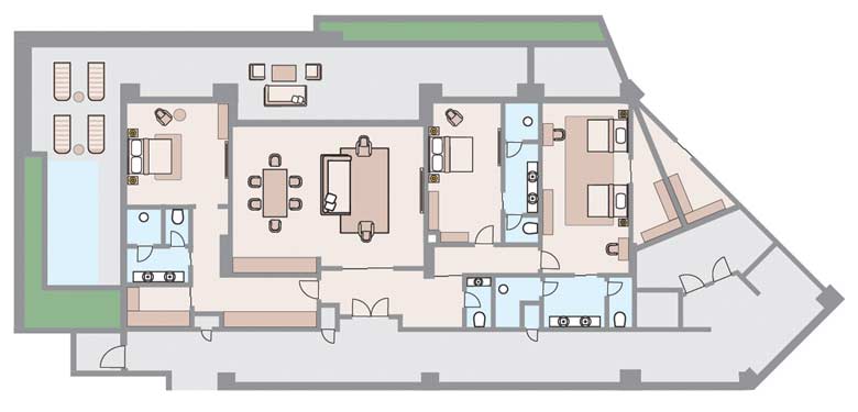Presidential Suite 3 Bedrooms Private Pool - Sea View Floorplans
