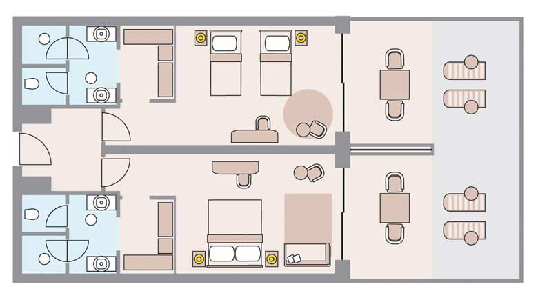 Deluxe Sea Side Family Suite Swim-Up Floorplans