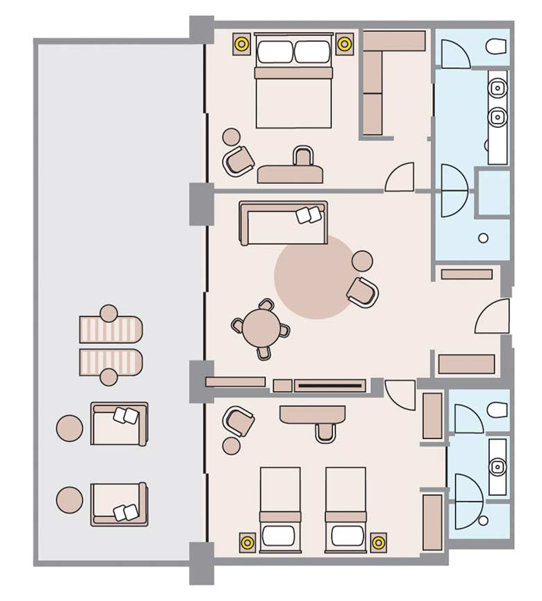 Penthouse Suite With Two Bedrooms - Sea View Floorplans