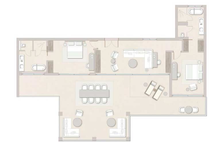 Deluxe Two Bedroom Grand Penthouse Suite Floorplans