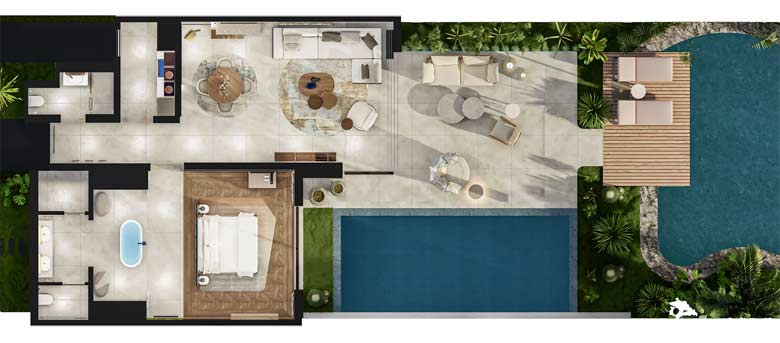 One Bedroom Villa Floorplans