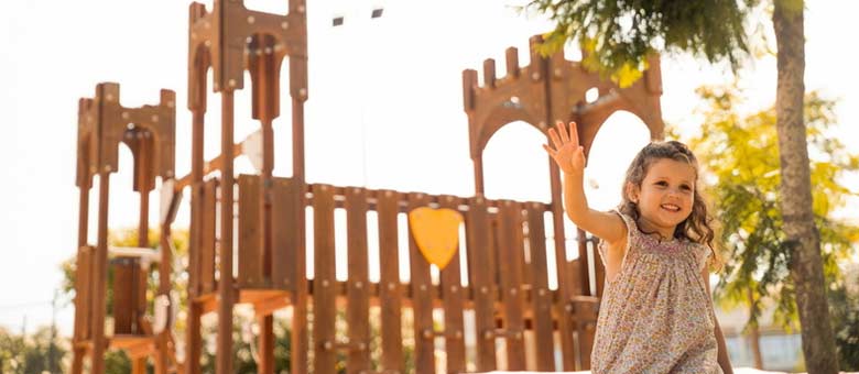 The children's playground at Ikos Andalusia provides a safe place for kids to play, explore and make new friends while on holiday with their parents