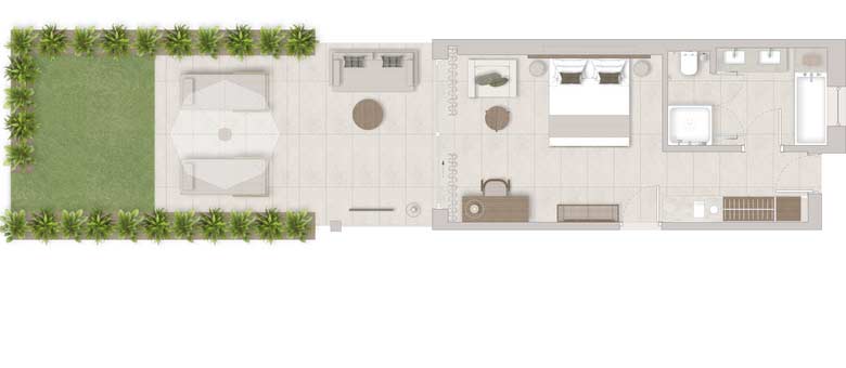 Superior Double Room Private Garden Pool View Floorplans
