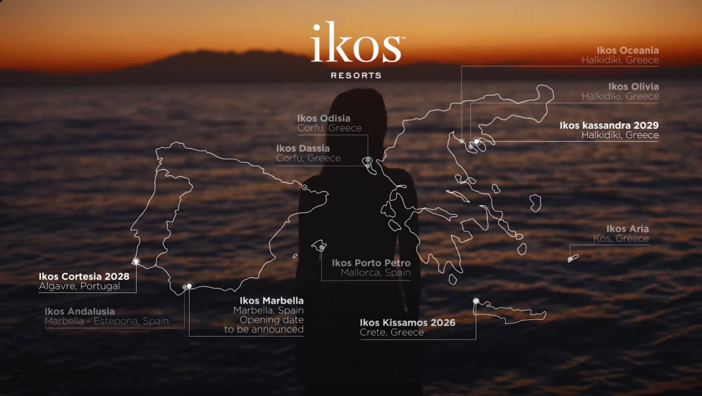 New Ikos Hotels coming soon shown on a world map