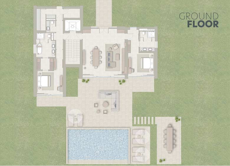 Ikos Odisia Deluxe Three Bedroom Villa Private Pool Partial Sea View Floor Plans