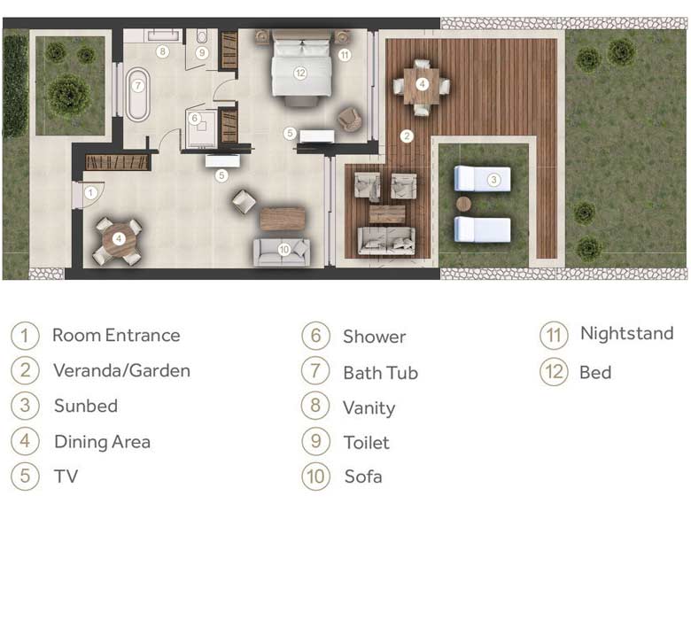 Sani Club One Bedroom Bungalow Suite Private Garden Floorplans