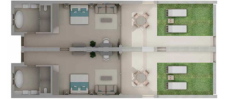 Sani Dunes Deluxe Family Suite Private Garden Beach Front Floorplans